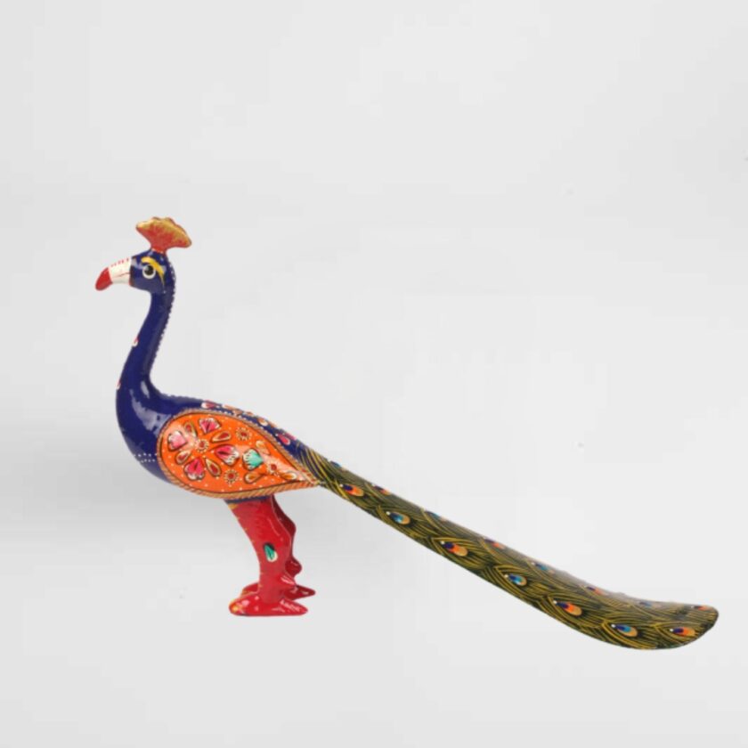 Metal Meenakari Painting Orange Peacock