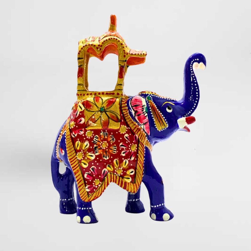 Metal Meenakari Ambabari Elephant Statue