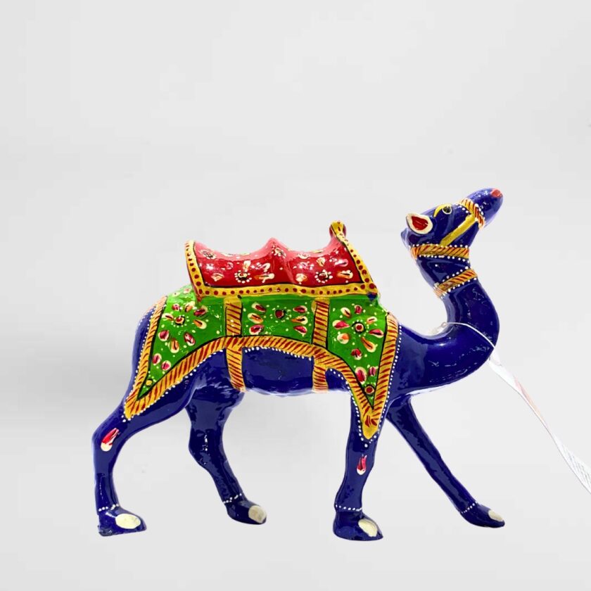 Tribes India Red Metal Meenakari Camel With Seat Statue - Image 2